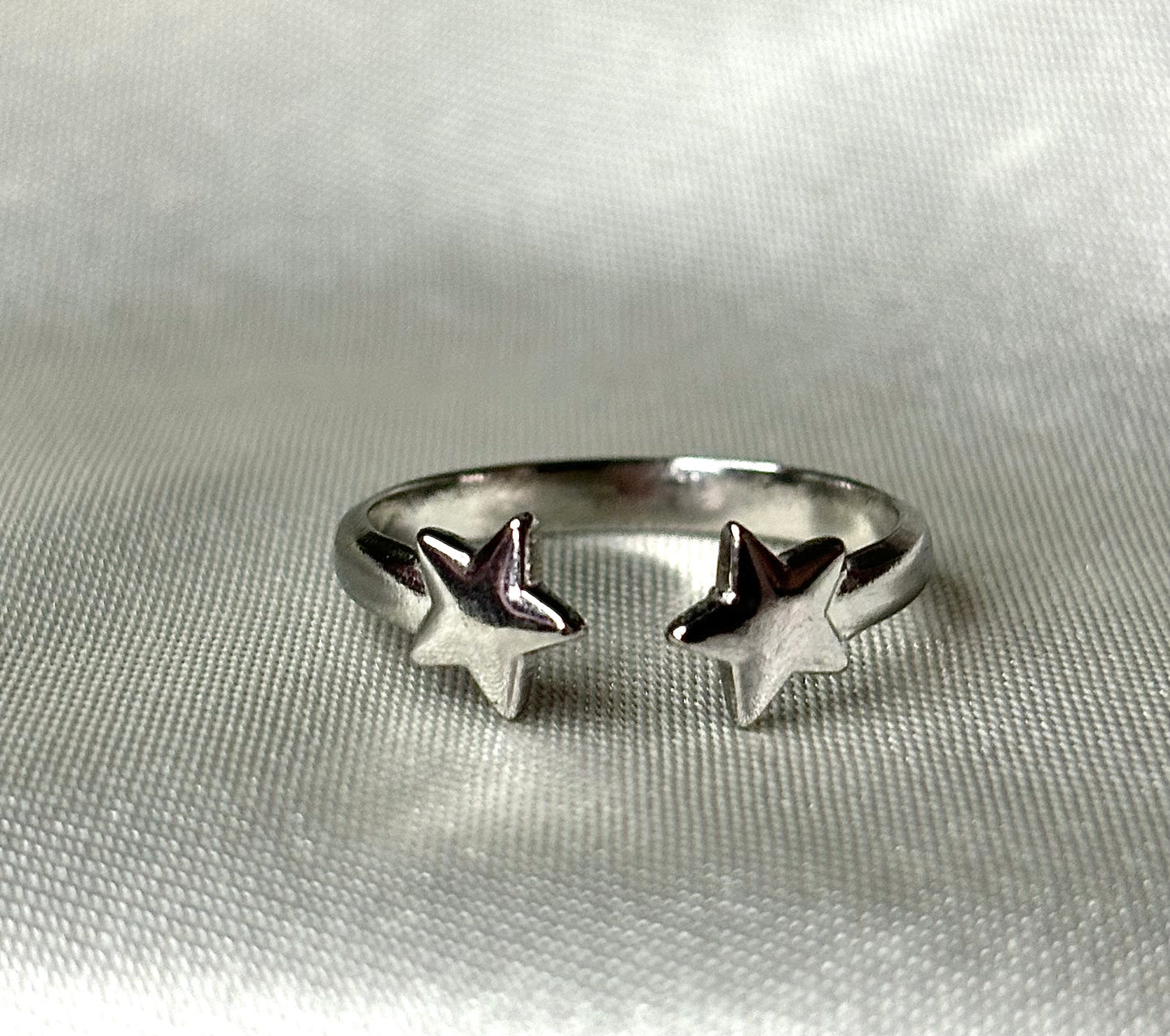 Bague Amance étoile argenté en acier inoxydable et ajustable