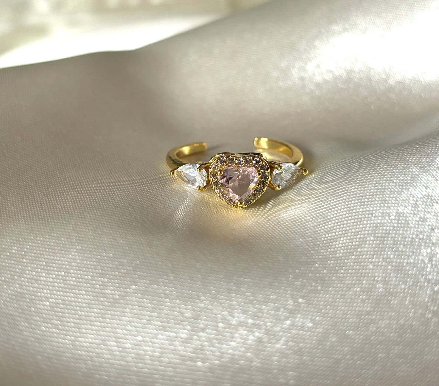 Bague Ambroise coeur en acier inoxydable, vue frontale