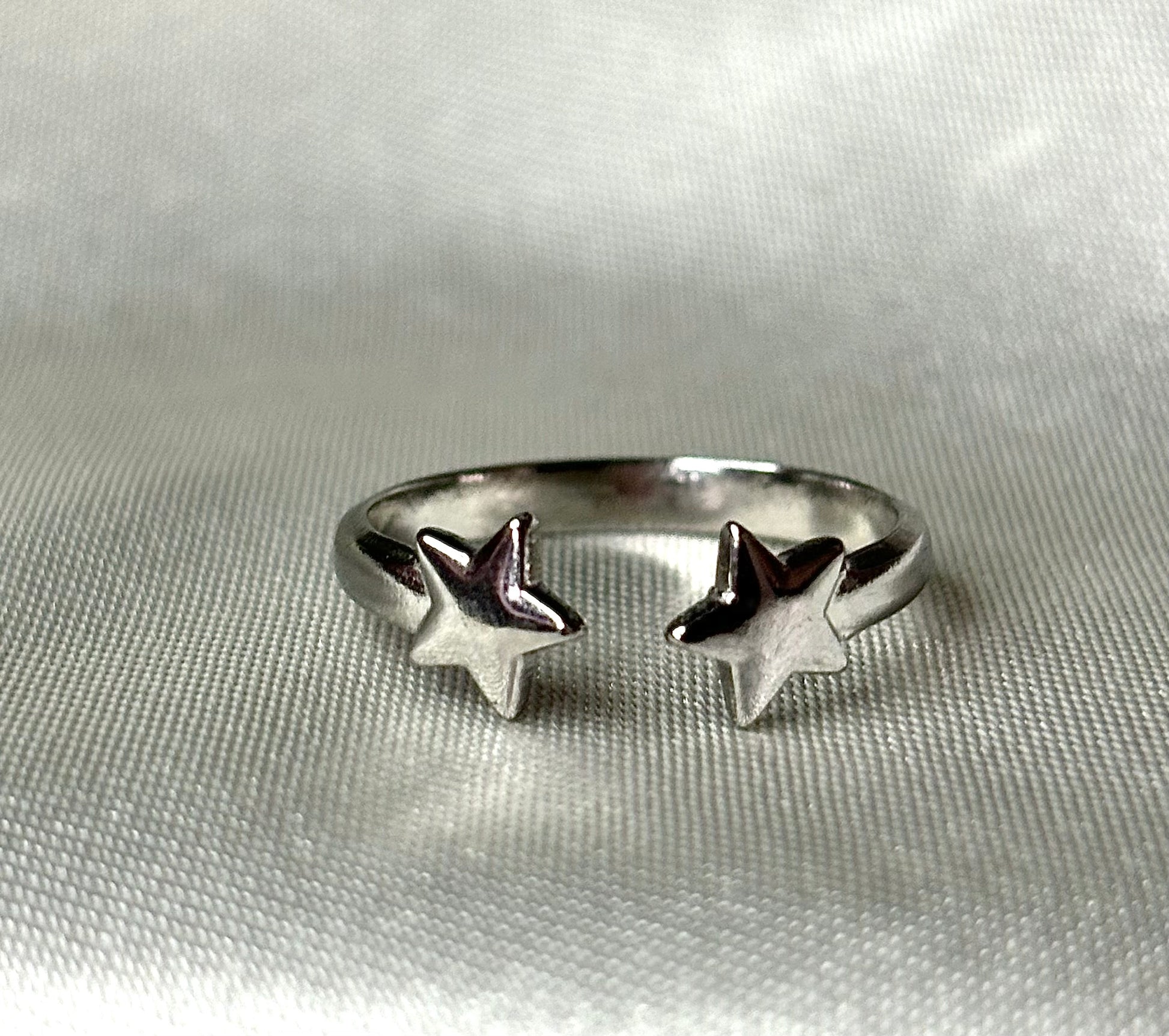 Bague Amance étoile argenté en acier inoxydable et ajustable