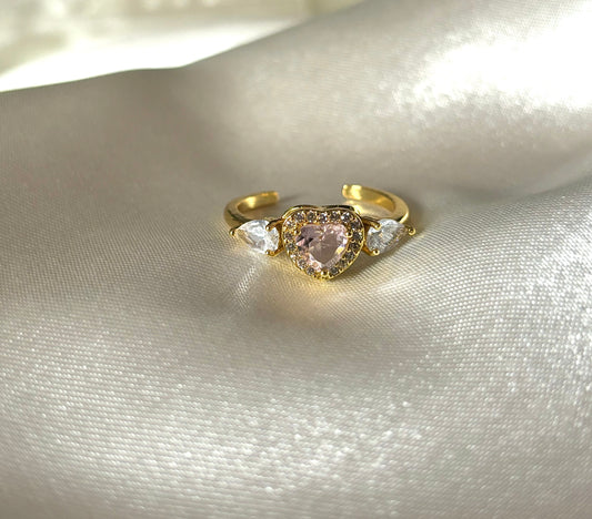 Bague Ambroise coeur en acier inoxydable, vue frontale