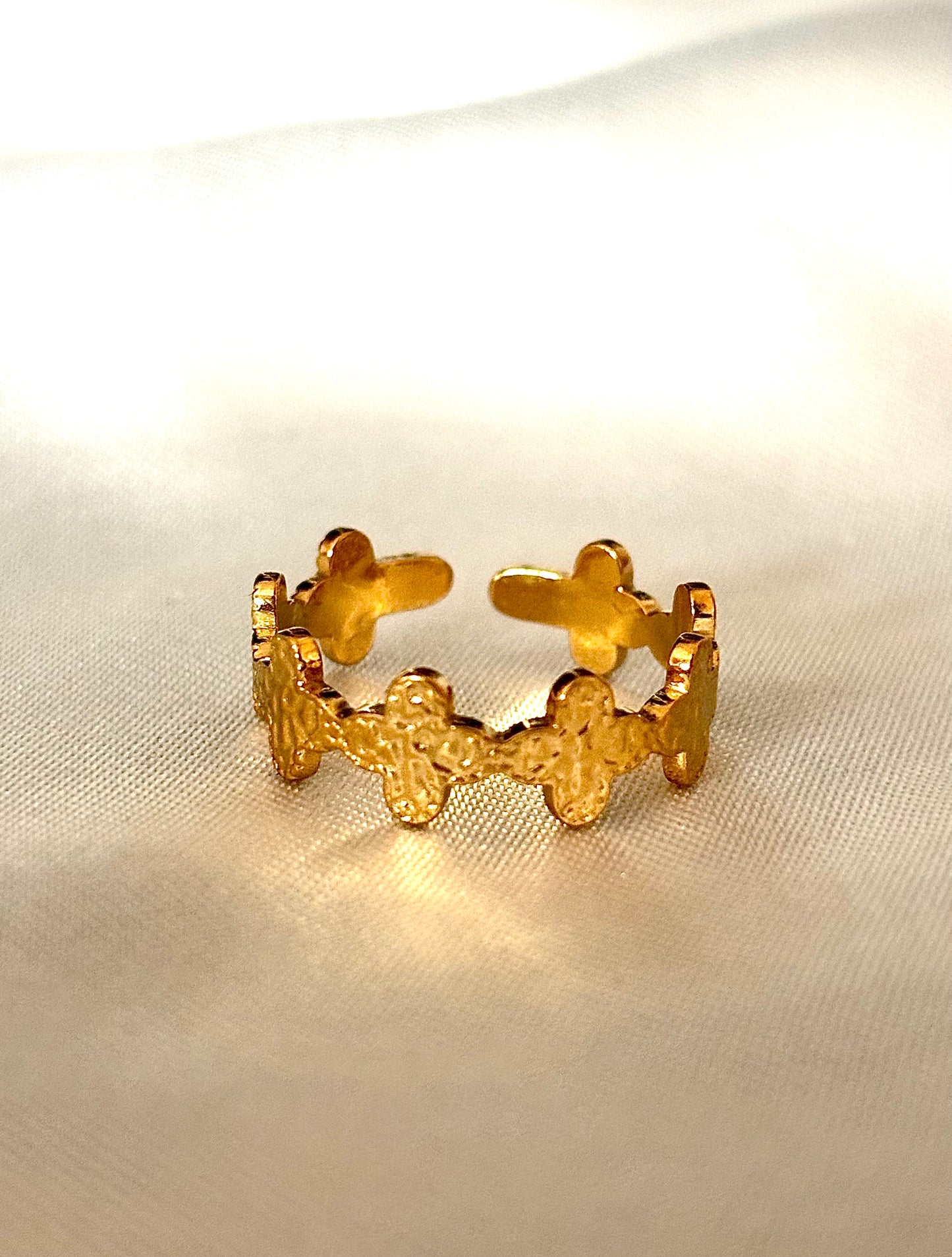 Bague ajustable Liessies en acier inoxydable doré, bijou femme ethnique chic Bague Liessies