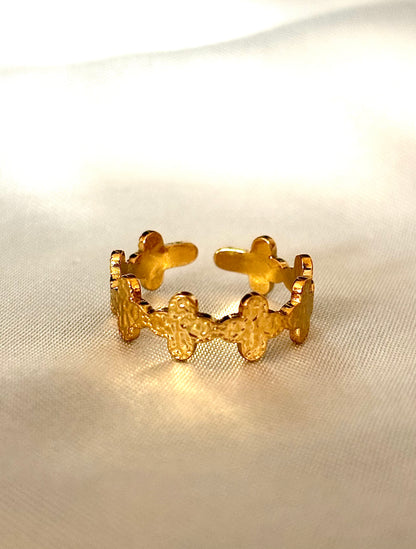 Bague ajustable Liessies en acier inoxydable doré, bijou femme ethnique chic Bague Liessies