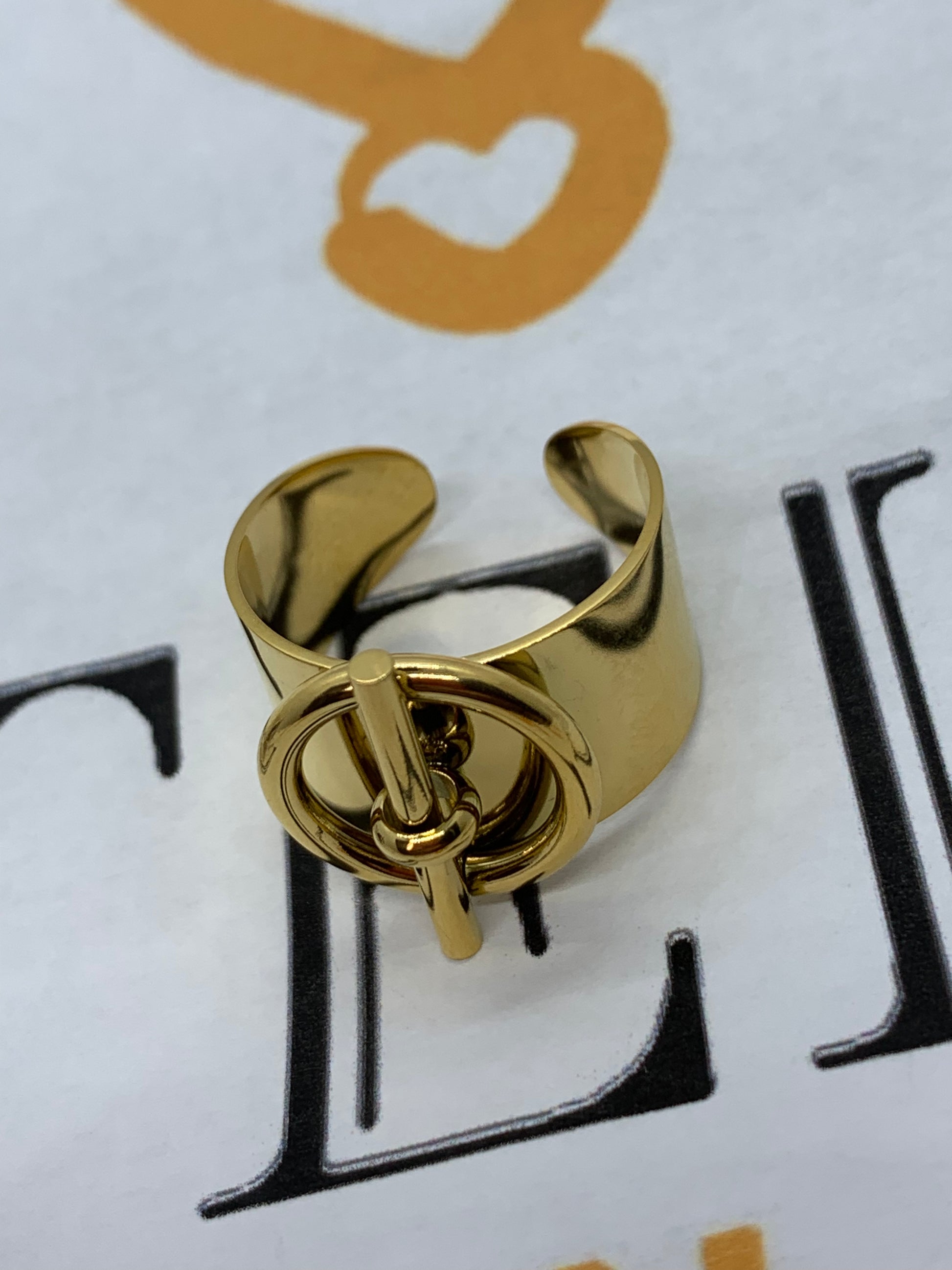 Bague ajustable Barfleur en acier inoxydable doré, bijou femme ethnique tendance, taille réglable Bague Barfleur, bague effet noué, bague noeud 