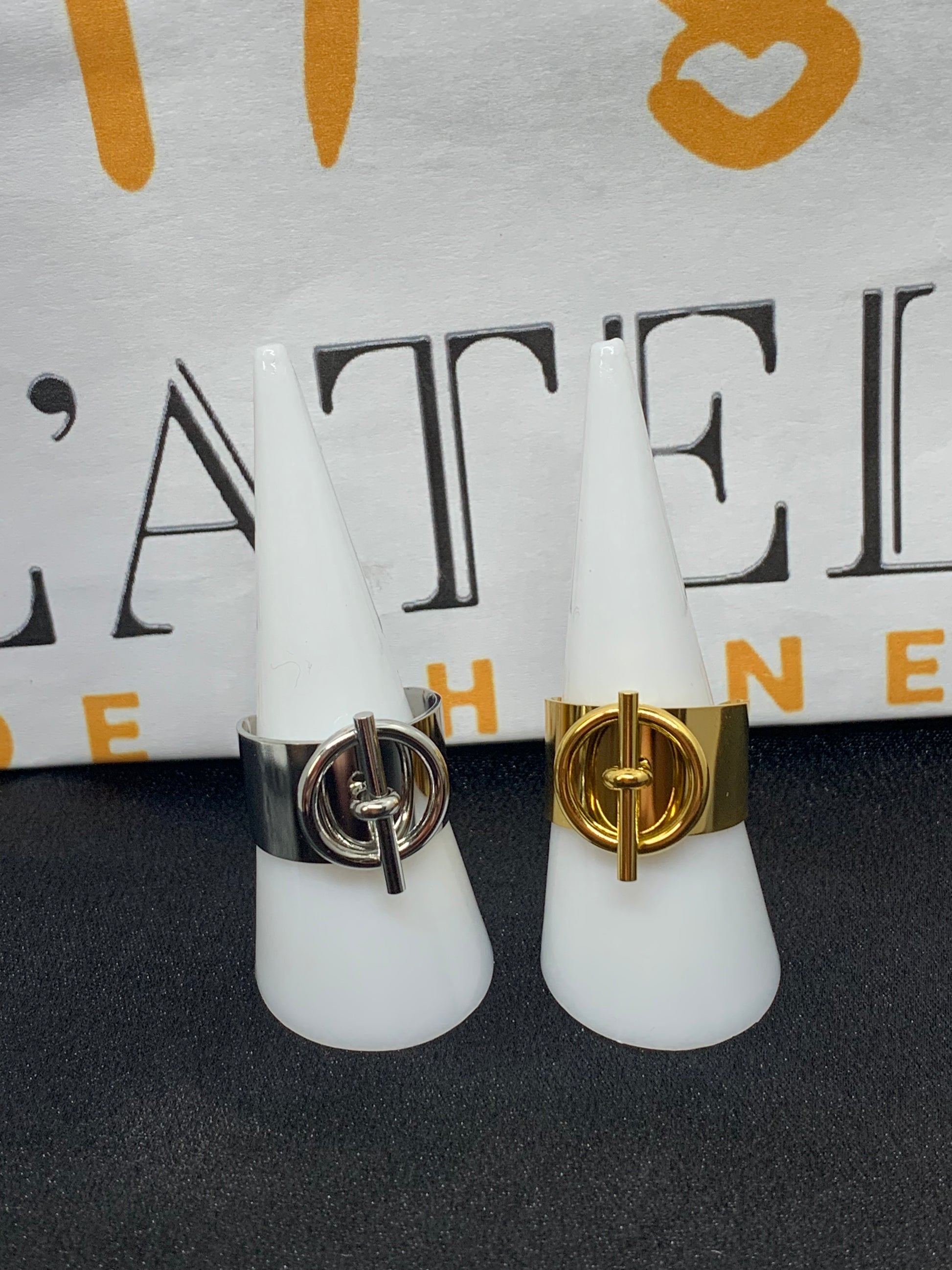 Bague Barfleur ajustable portée, bijou acier inoxydable femme, design ethnique chic Bague Barfleur 