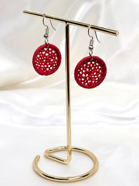 Boucles d’oreilles raphia Bordeaux Anakao, collection Nosy Be, Shaneyss