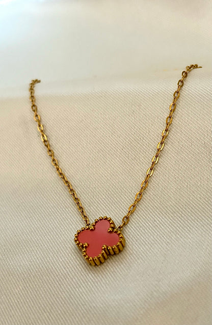 Collier Clessia rose ,  bijou élégant, trèfle à quatre feuilles, acier inoxydable 