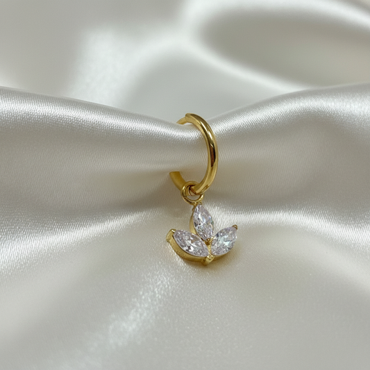 Créoles feuilles doré vue côté