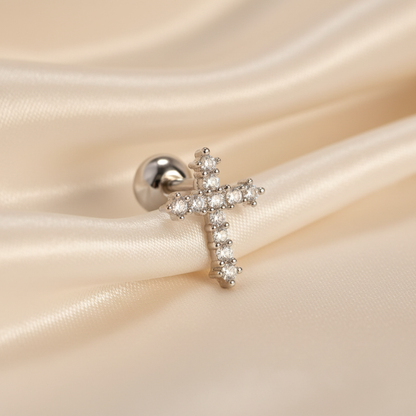 Piercing croix argenté net