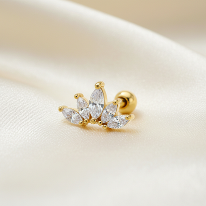 Piercing feuilles cristaux doré